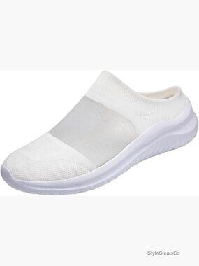 Womens Backless Sneakers Breathable Mesh Slip On Flats Non-Slip Walking Shoes